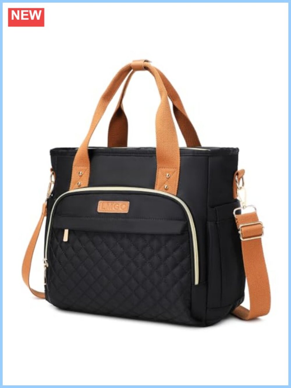 Quilted Medium Tote Bag Multi Pocket Top Handle Crossbody Shoulder Purse